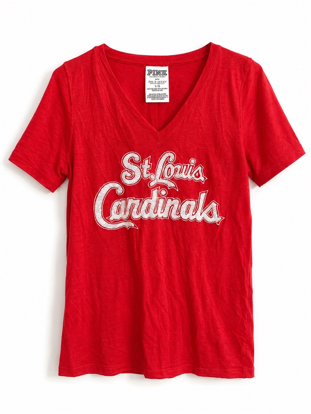 PINK Victoria's Secret St Louis Cardinals Glitter Tee Red Size Large